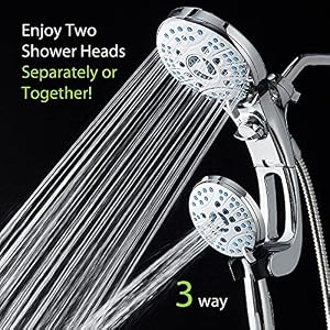 AquaCare As-Seen-On-TV High Pressure Handheld/Rain 50-mode 3-way Shower Head Combo with Adjustable Arm - Anti-clog Nozzles, Tub & Pet Power Wash, 6 ft. Stainless Steel Hose, All Chrome Finish AquaCare As-Seen-On-TV High Pressure Handheld/Rain 50-mode 3-way Shower Head Combo with Adjustable Arm – Anti-clog Nozzles, Tub & Pet Power Wash, 6 ft. Stainless Steel Hose, All Chrome Finish