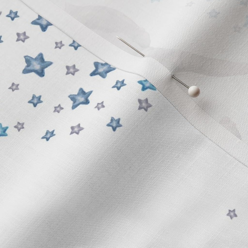 Spoonflower Fabric - Boy Elephant Stars Mix & Match Nursery Grey Blue Printed on Petal Signature Cotton Fabric by The Yard - Sewing Quilting Apparel Crafts Decor