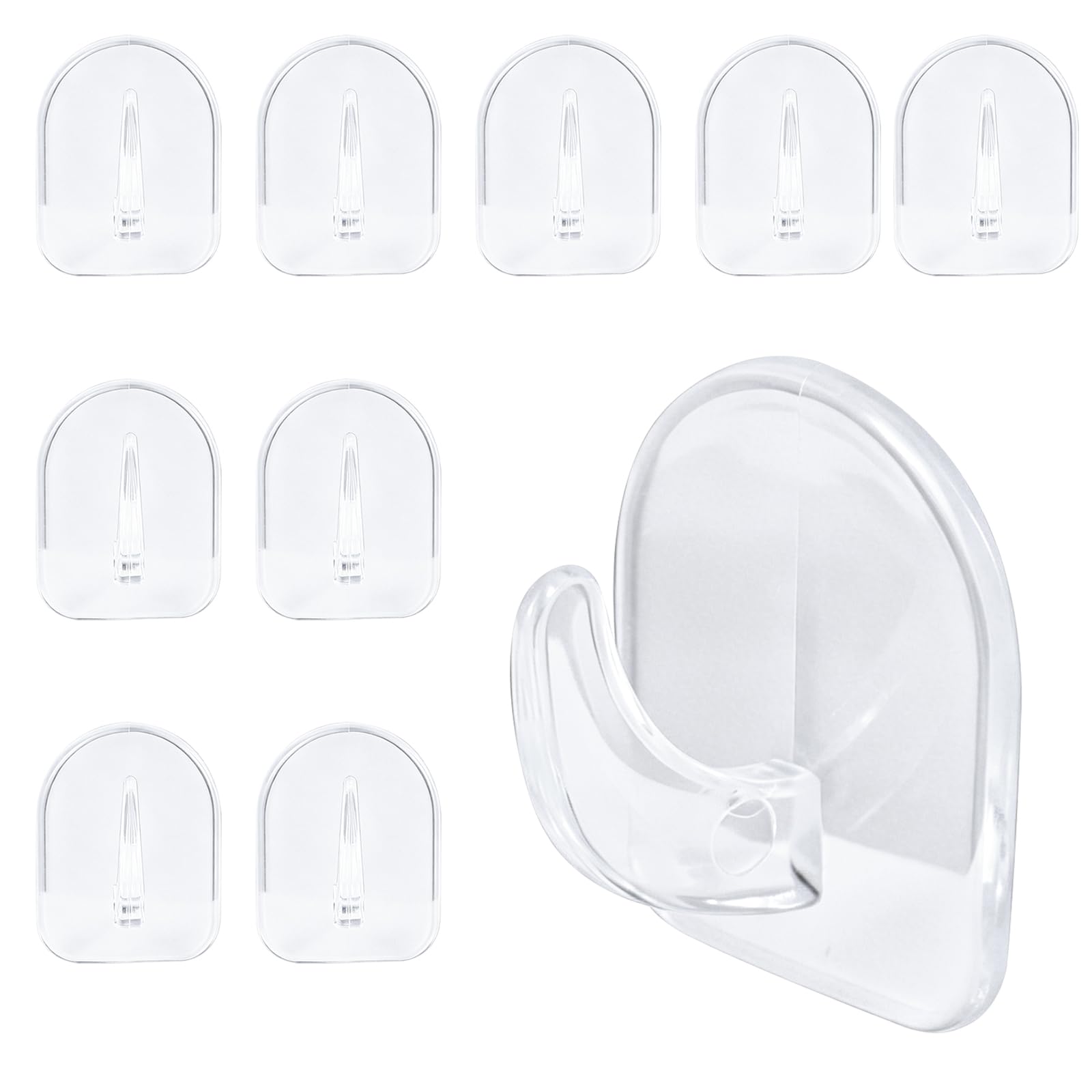 FACHOI Clear Adhesive Wall Hooks, Sticky Acrylic Hanging Hooks, Heavy Duty Plastic Wall Hooks for Kitchen Bedroom Bathroom Office F6-NJGG