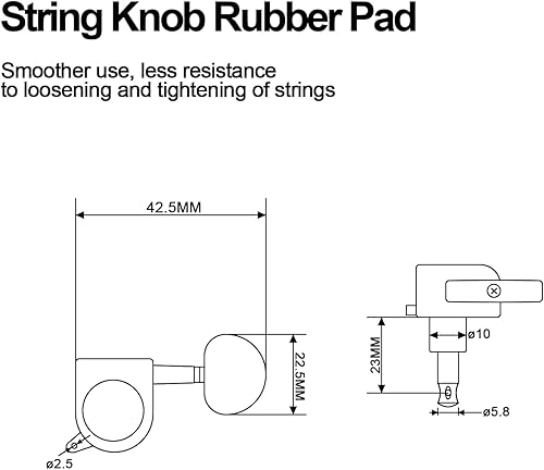 Miniatura 32 de SAPHUE Afinadores de guitarra de 4.331 in, un juego de llaves de afinación de guitarra clásica negra 1R1L, clavijas de cuerda para guitarra clásica