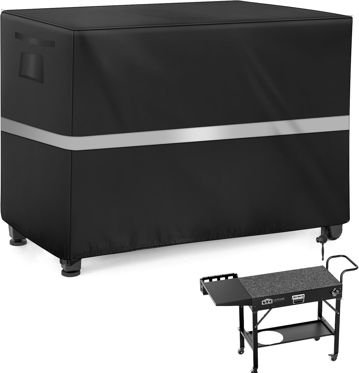 Outdoor Prep Table Cover Heavy Duty Waterproof Bar Cover for Keter Unity XL Portable Cabinet Bar, Outside Dining Cart Covers (Black, 52 x 20 x 30 inch)