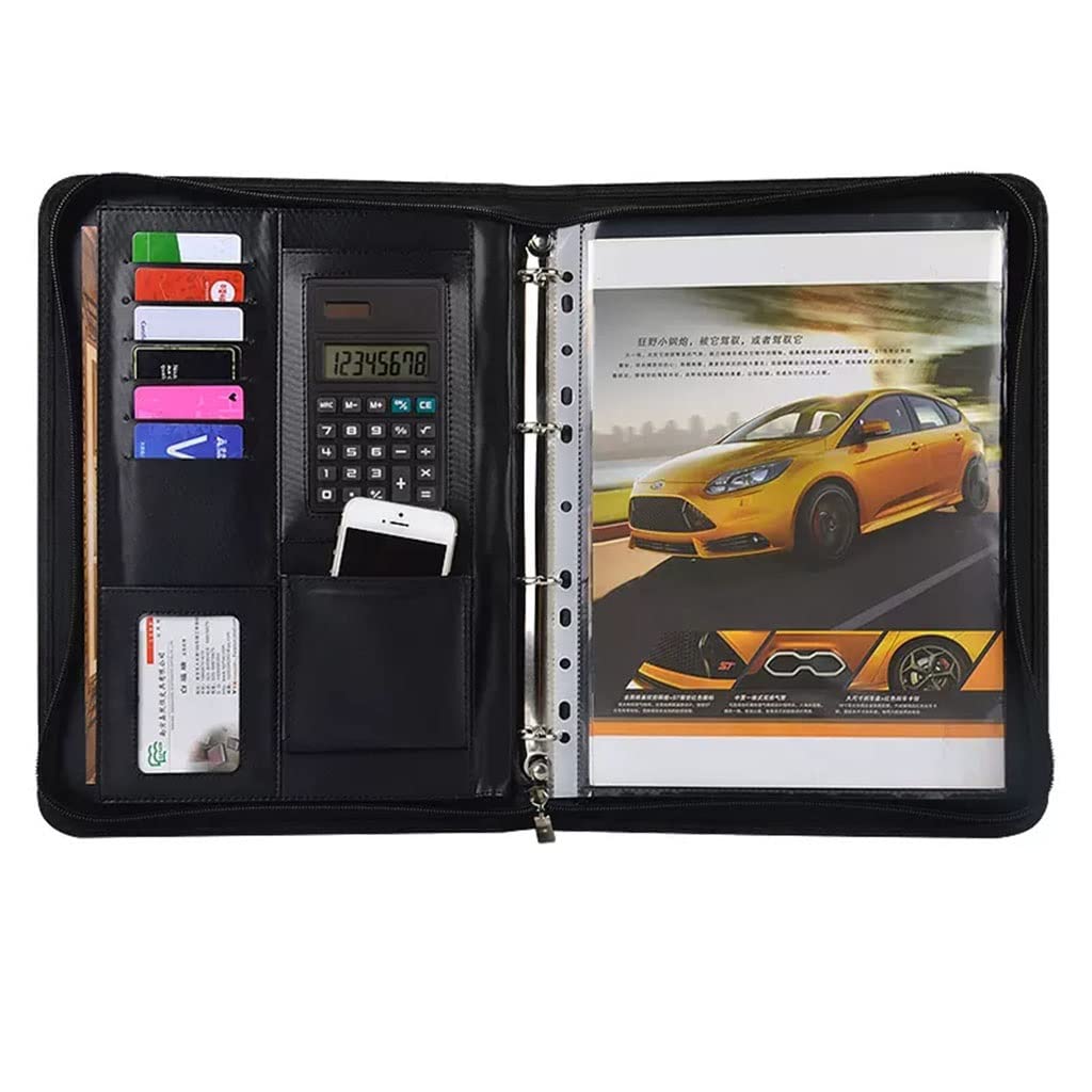 Cartella Portadocumenti Formato A4 Portafoglio Aziendale Premium con Cerniera, Blocco Note A4, Organizer per Documenti, per Uomo, Donna, Scuola, Ufficio, conferenza, Blocco Note