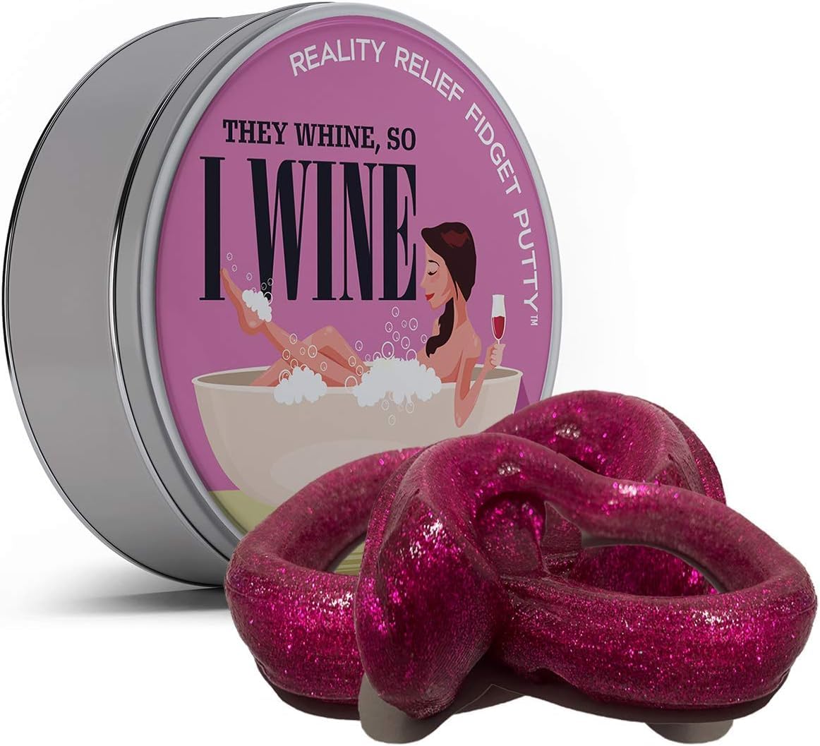They Whine I Wine Stress Putty for Moms Gift Basket Stuffers Tension Relief for Parents Fun Gag Gift for Women Wine Lovers Stocking Fillers