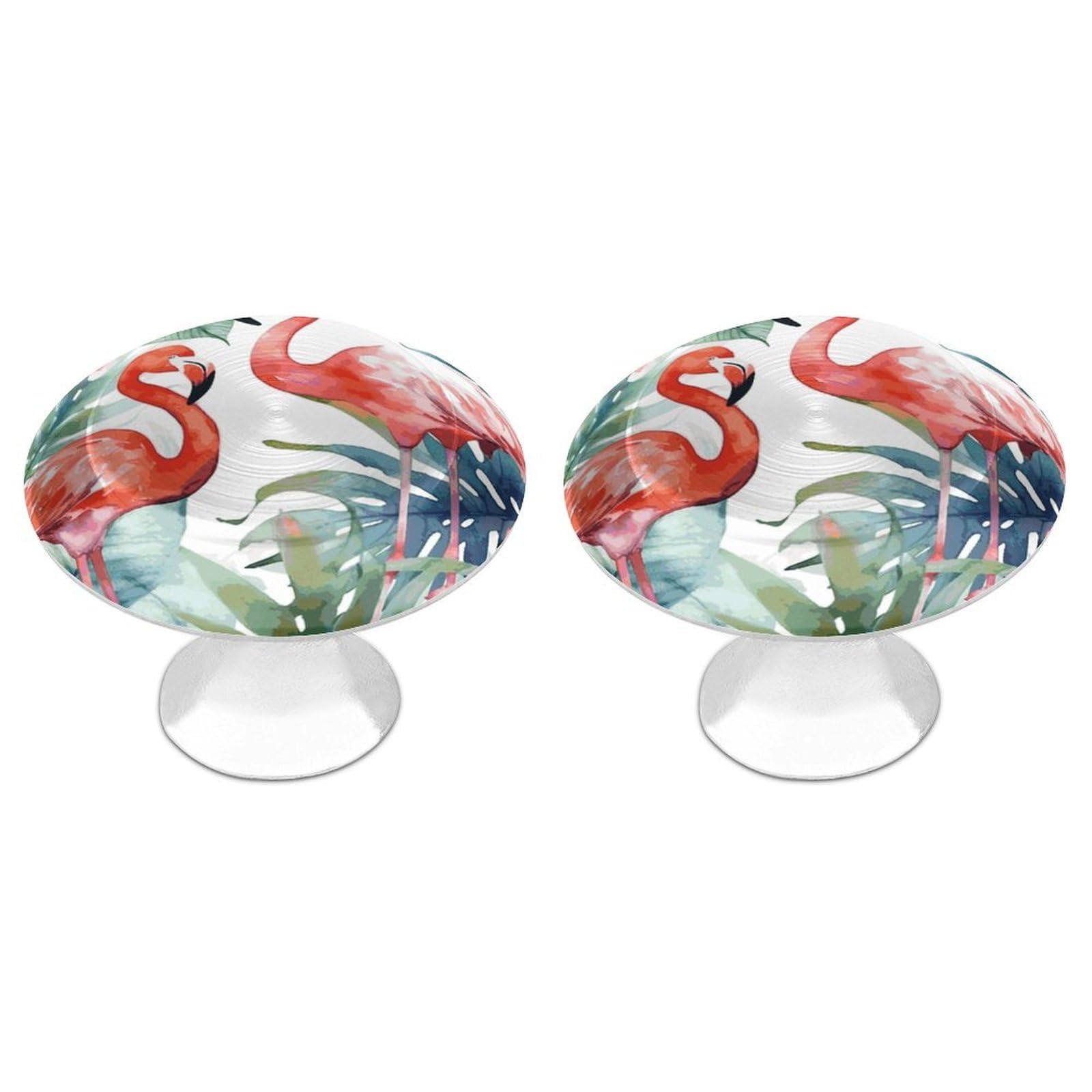 Btcowzrv Style Flamingos Watercolor Tropics 2 Pack Cabinet Knobs Drawer Pulls