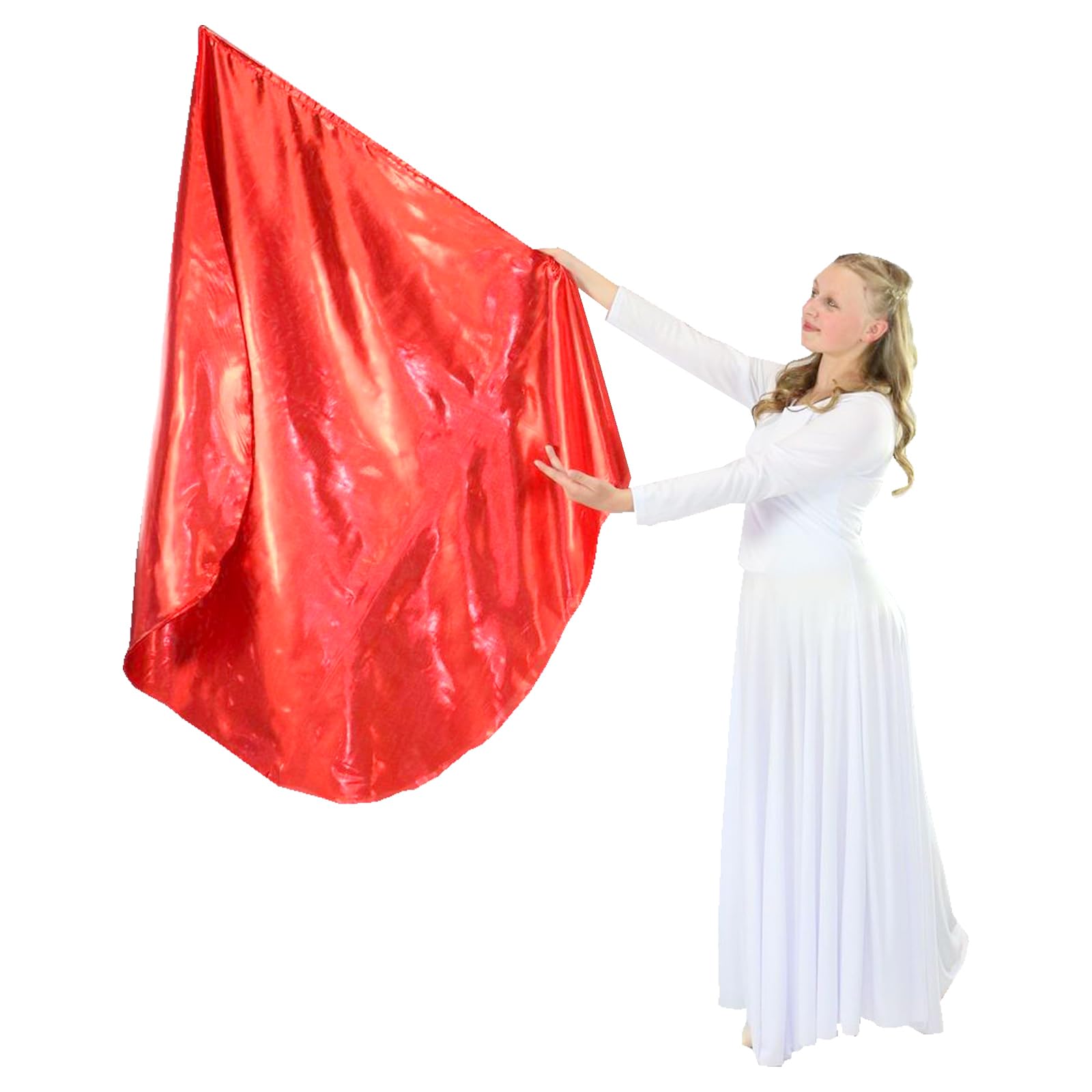 Danzcue Praise Dance Worship Flag with Rod, Church Liturgical Dance Banner, Scarlet