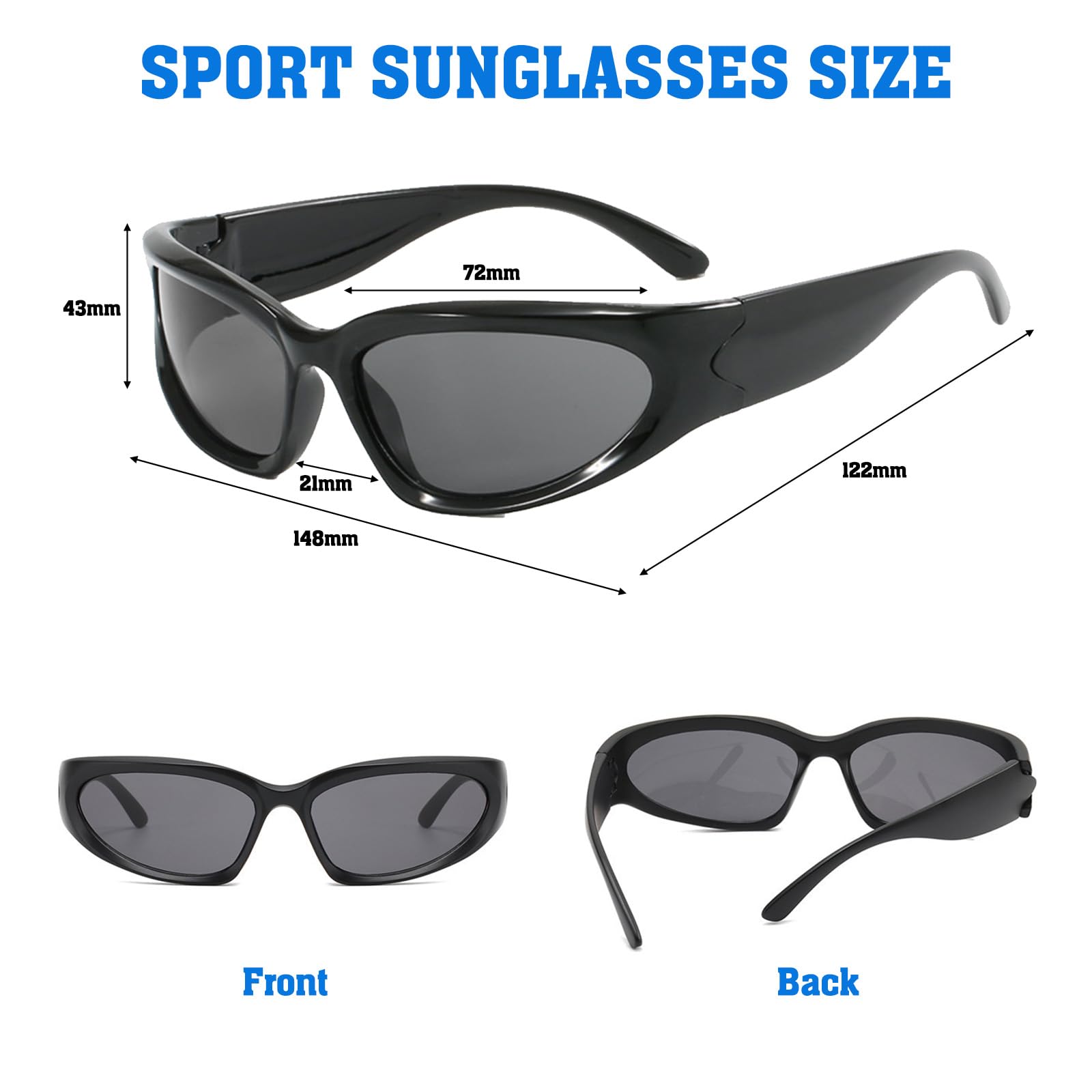 VEGCOO 4 Pcs Wrap Around Sports Sunglasses, UV400 Shades Outdoor Sport Sunglasses - Image 2