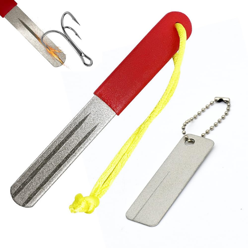 Renjzle フックシャープナー 2個セット ダイヤモンドやすり 釣り針研ぎ器 両面シャープナー 再利用可能 針研ぎ器 研削器 キャンプアウトドア 持ち運び便利 釣り用品 釣りアクセサリー