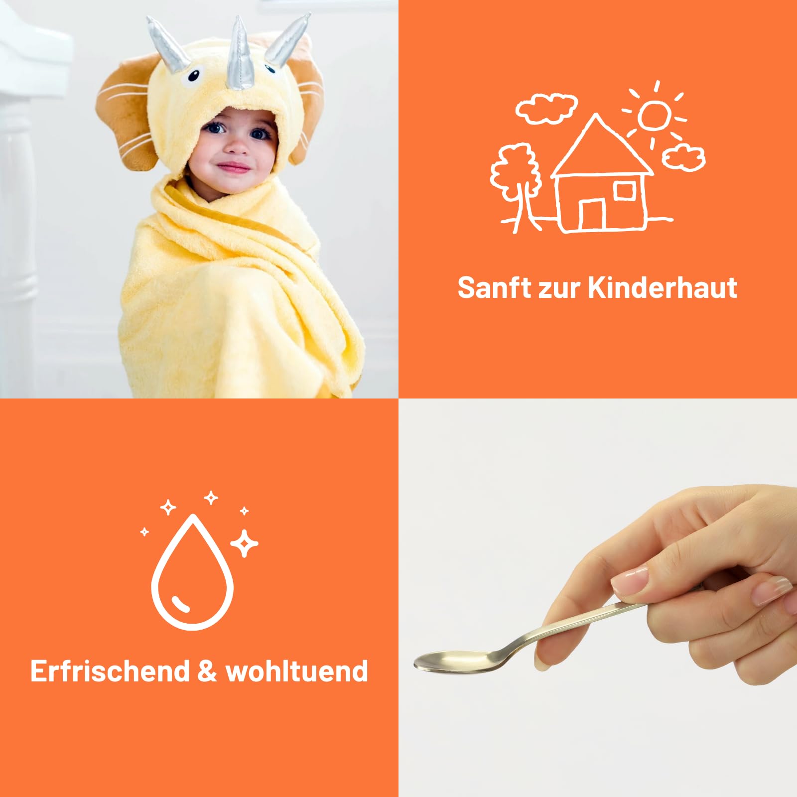 Anadoa Udi Hindi Öl für Kinder mit Orangengeschmack 50 ml | Qust al Hindi & Costusöl (Dolomiaea costus) | Kaltgepresstes Naturöl mit Olivenöl | Für sanfte Kinderpflege & Aromatherapie