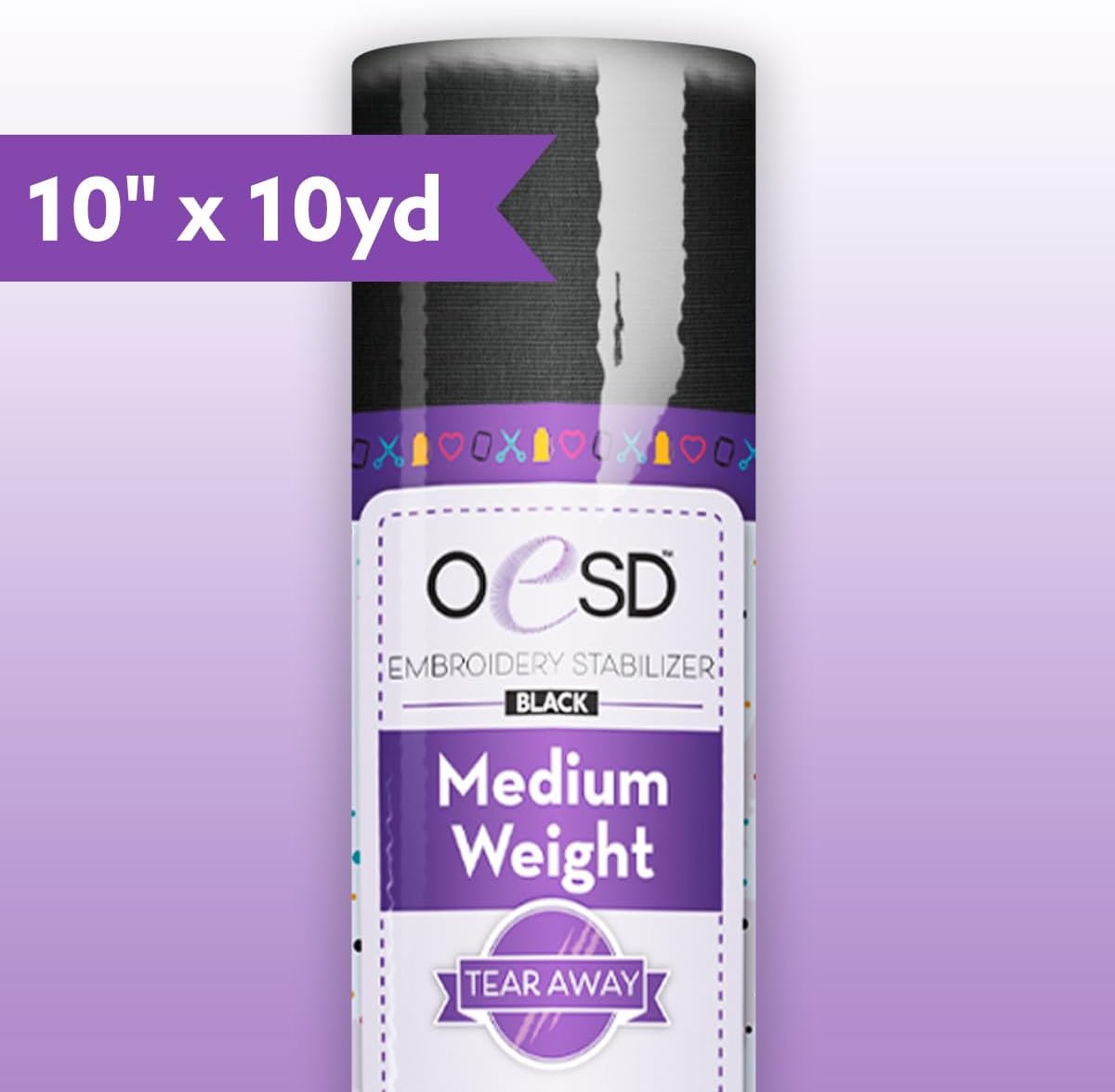 OESD Medium Weight Tear Away Black Embroidery Stabilizer 10" x 10 Yd Roll