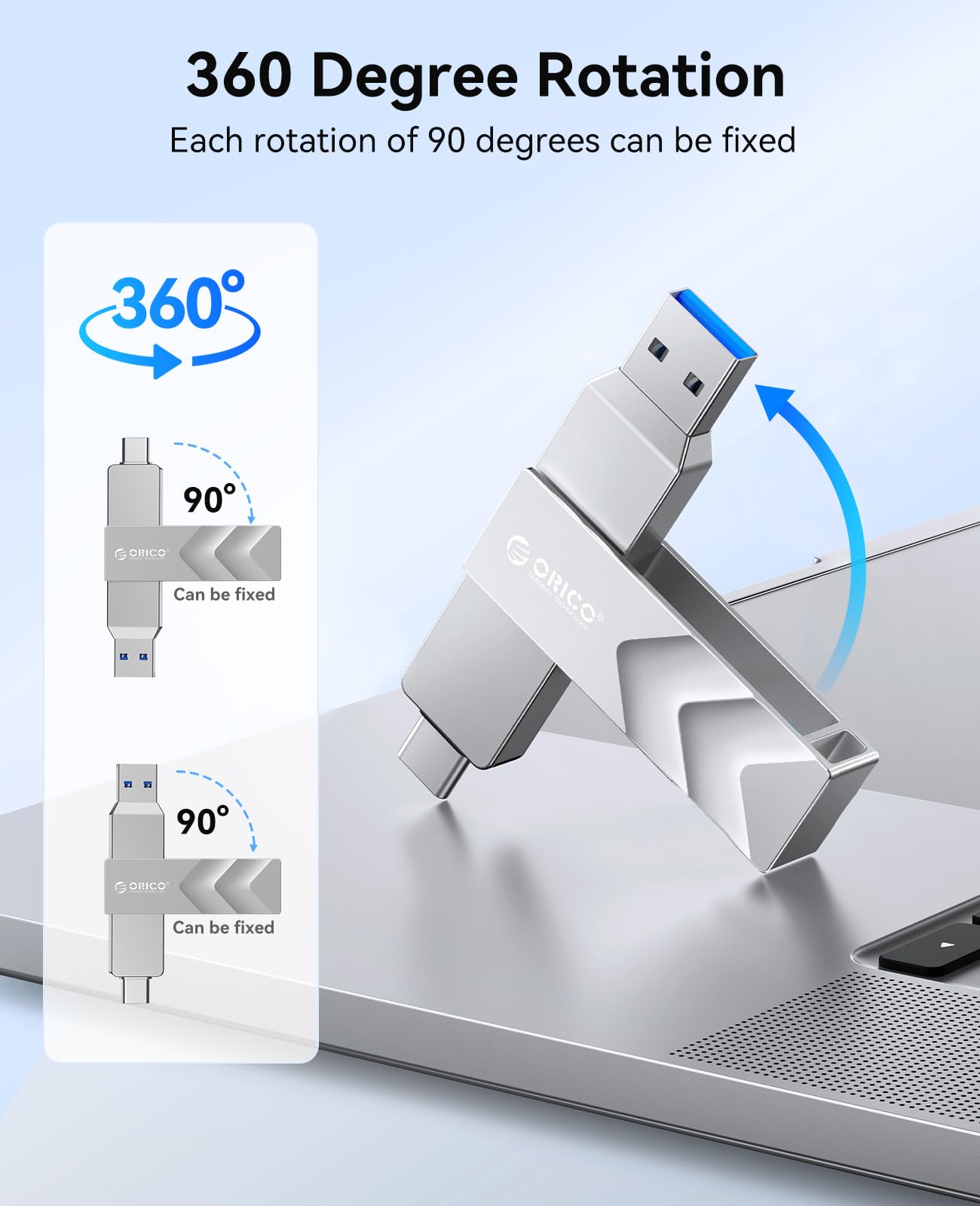 ORICO 512 GB Dual Drive zewnętrzny dysk SSD, odczyt do 1050 MB/s, USB 3.2