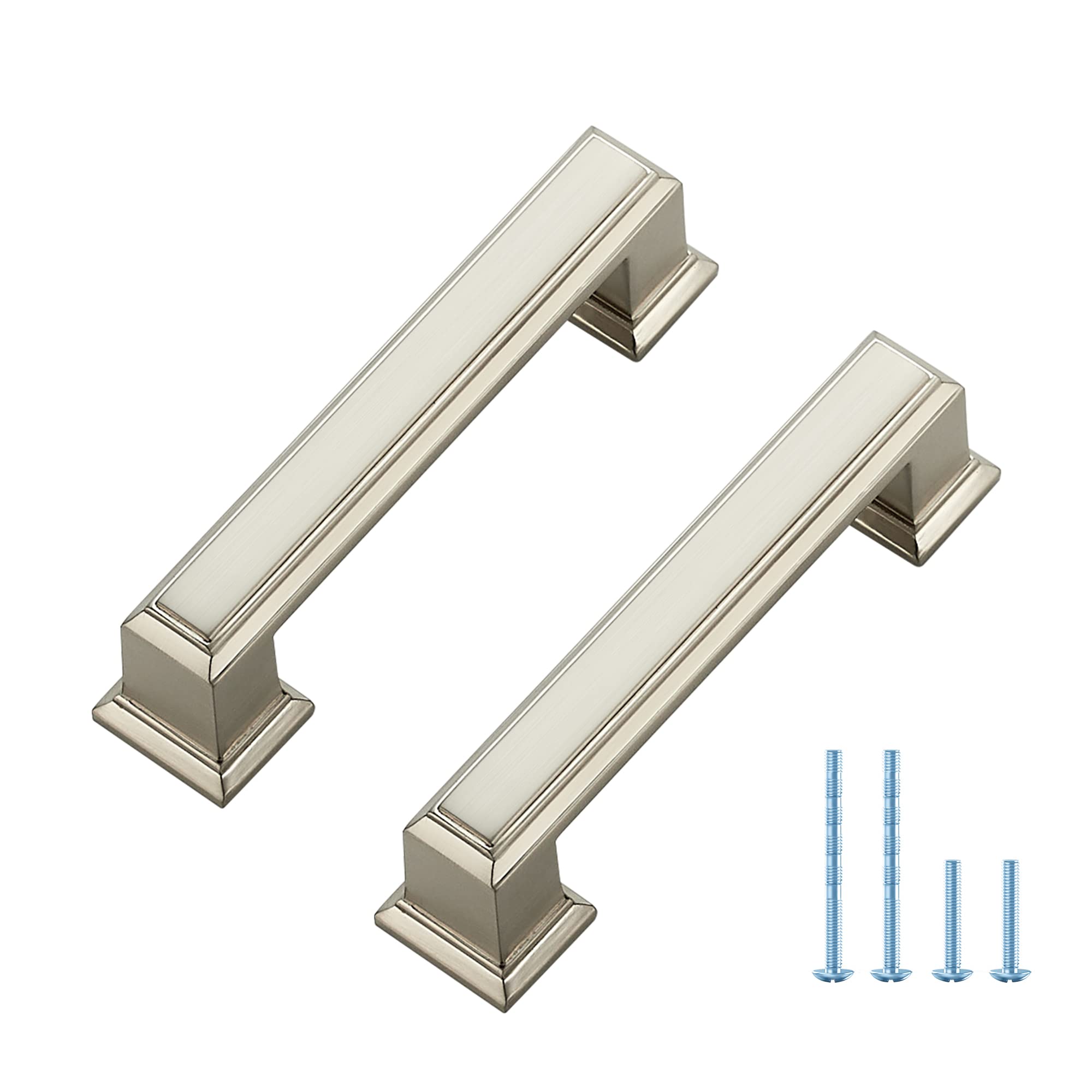 Ravinte Hardware 5 Pack Brushed Nickel Cabinet Pulls, 3 Inch (76mm) Hole Center Zinc Alloy Drawer Handles for Kitchen Cabinets, Cupboards, Dressers,