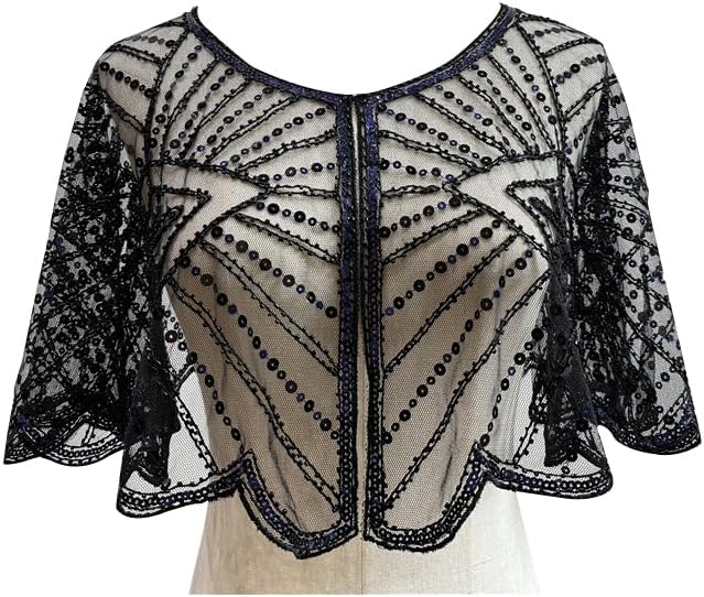 Specell 1920s Shawl Bridal Shawls Sequin Beaded Shawl And Wraps Bolero Flapper Cover Up For Evening Dresses Wedding Party Etc