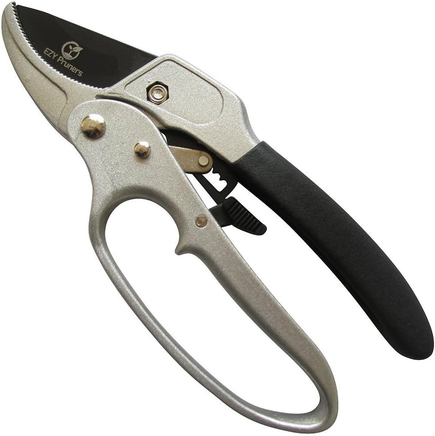 Ratchet Pruning Shears - Sharp Garden Hand Pruners - Easy Ratcheting Action - Best Anvil Gardening Secateurs for Small to Medium Jobs - Simple to Lock or Unlock - 100%