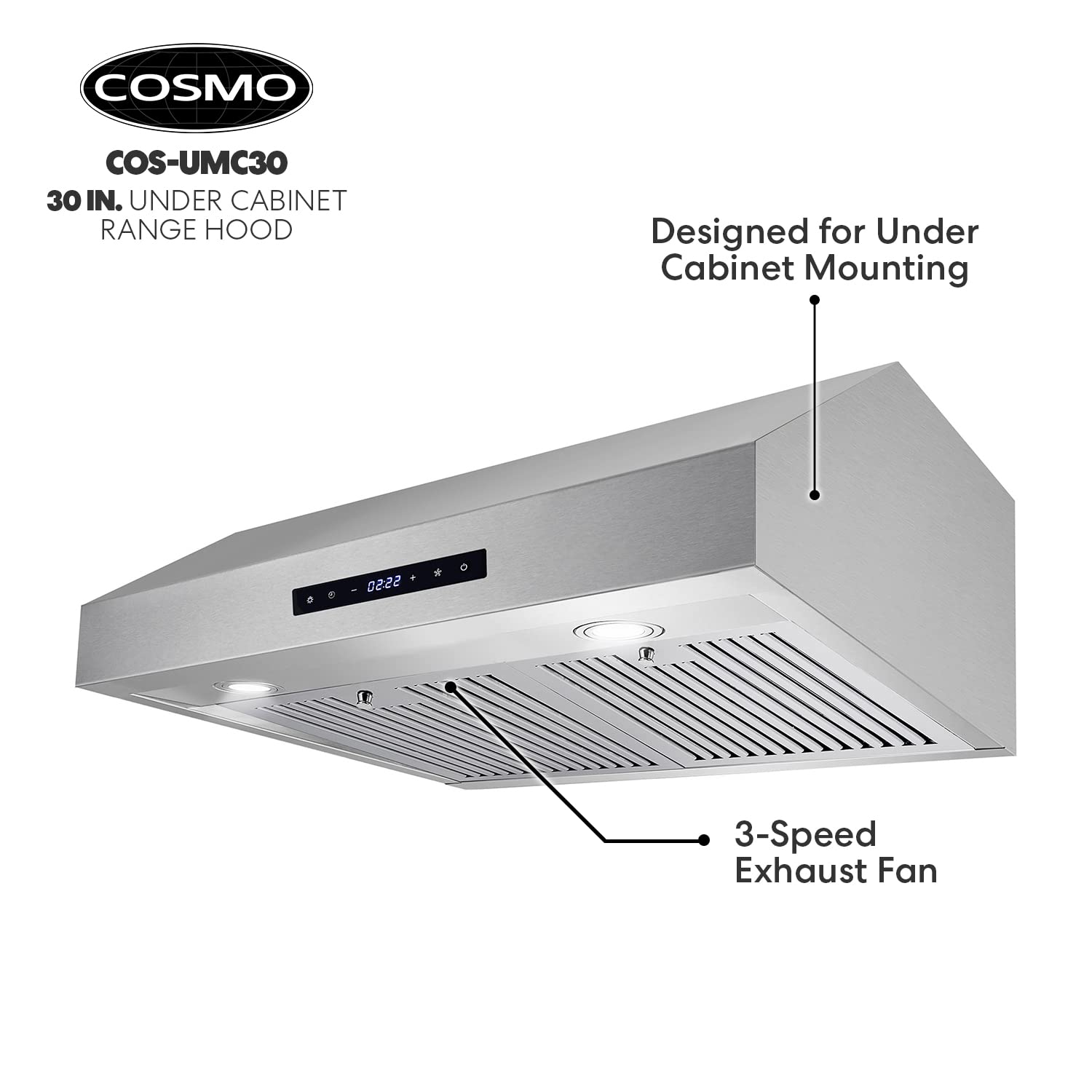 COSMO UMC30 Ducted Under Stainless Steel Range Hood with 380