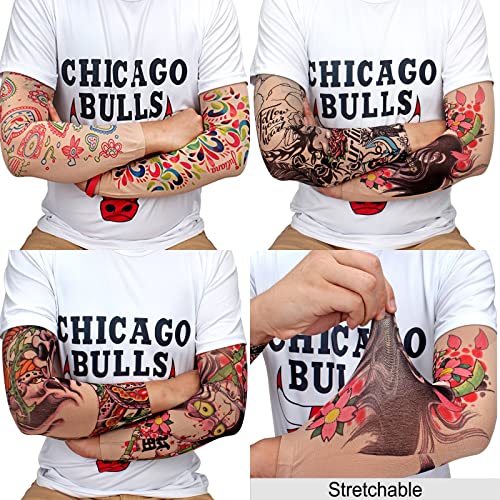 Image of YARIEW Tattoo Sleeves for Men, 6Pcs Arm Sleeves Fake Tattoos Sleeves to Cover Arms Sun Protection Sleeves Tattoo Sleeve Covers Temporary Tattoo Sleeves for Men and Women (Set 4)