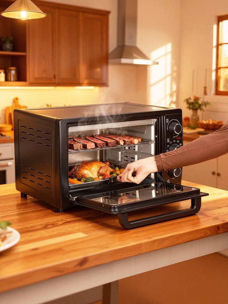 34QT Toaster Oven with Built-In Air Fryer Multi-Functional Countertop Toaster Oven 60-Min Timer & Adjustable Temperature 32L Large Capacity 1500W（US Fast Arrival） US Plug