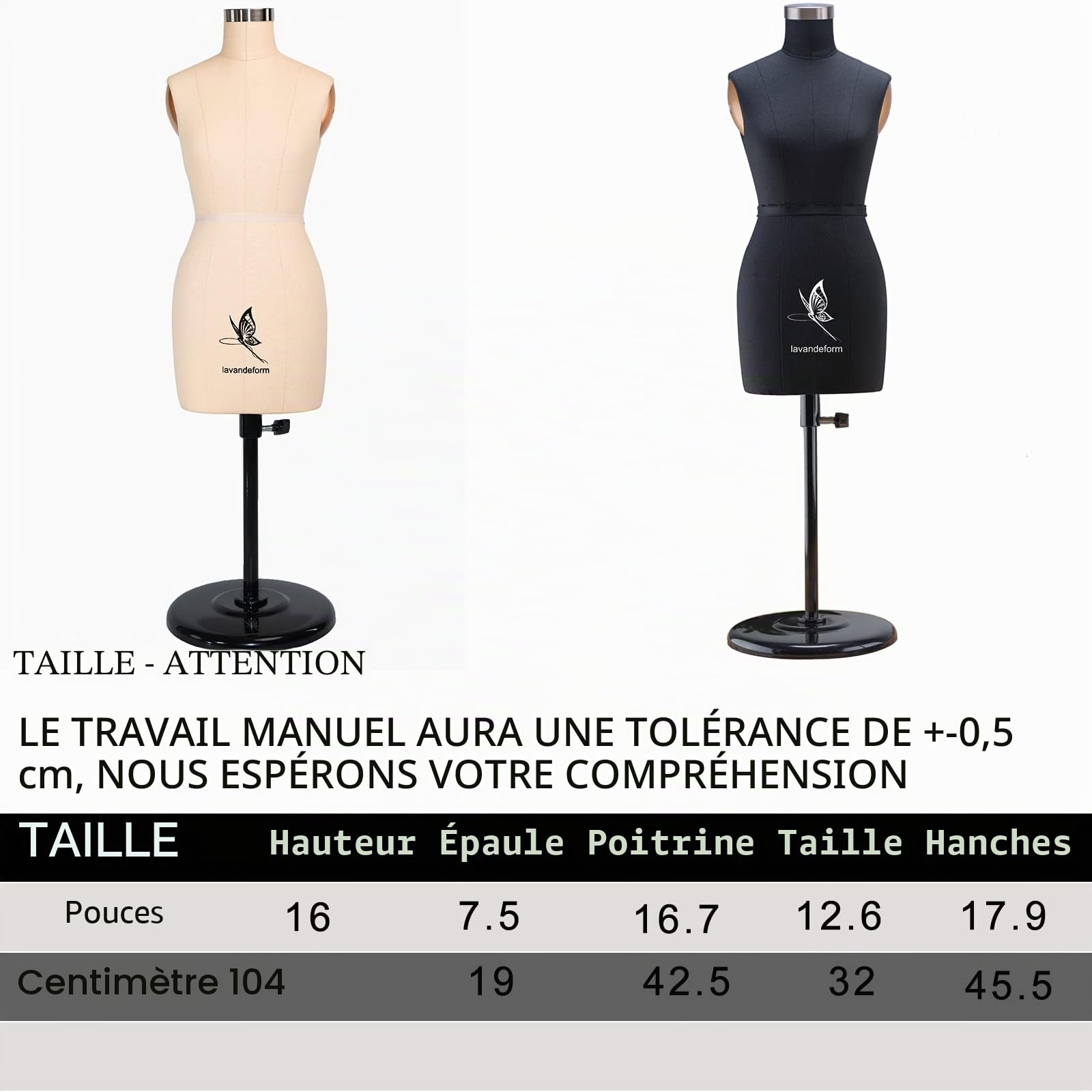 Mannequin de couture 1/2 demi-taille, à coudre miniature (il ne s'agit pas d'une taille adulte). Les aiguilles peuvent être piquées dans le mannequin de couture (bras souple beige)