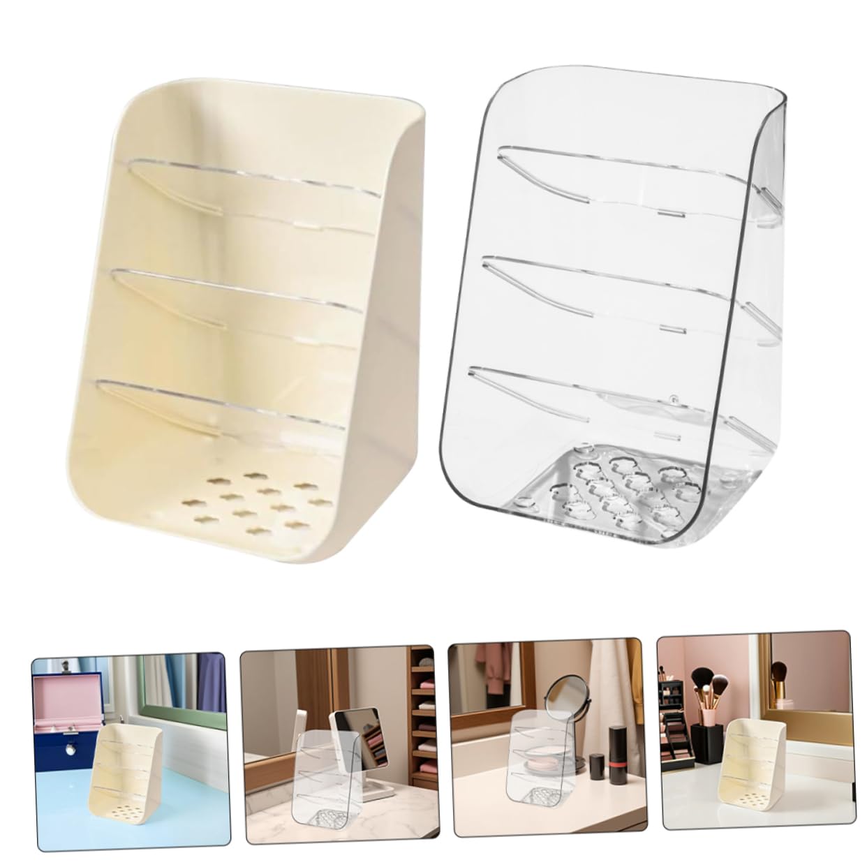 DOITOOL 2pièces Pot à Crayons Multifonctionnel Transparent Boîte De Rangement Pour Stylos Et Cosmétiques Organisateur De Bureau Pratique Pour Papeterie
