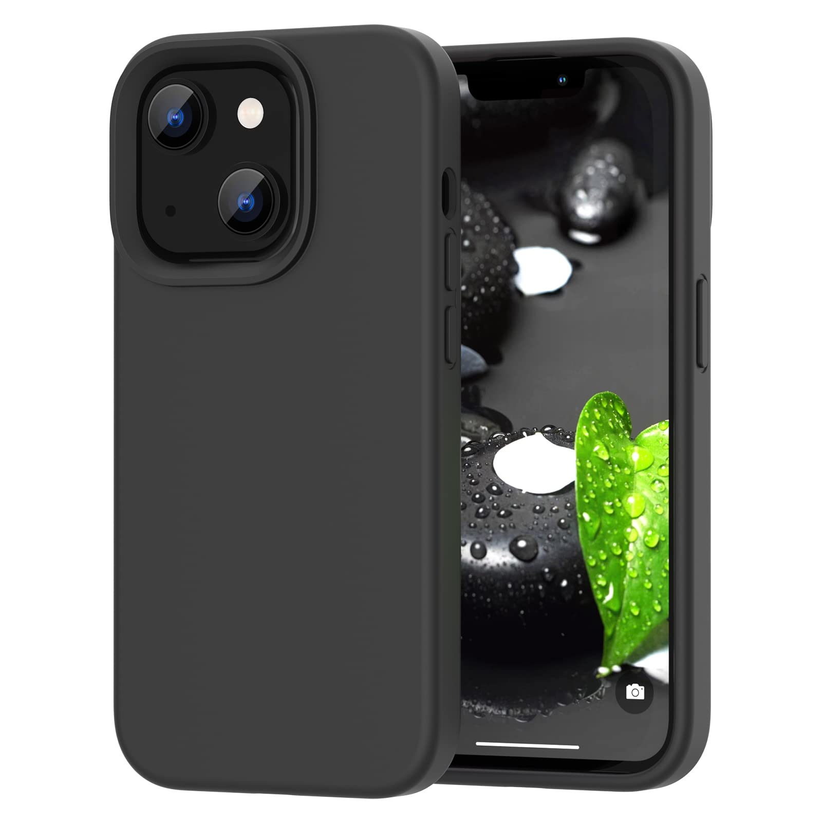CAFEWICH for iPhone 14 Plus Case, Soft Liquid Silicone Slim Protective Shockproof Phone Case Cover with Anti-Scratch Microfiber Lining for 2 Lenses iPhone 14 Plus 6.7 inch Display - Black