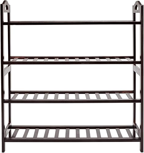 Miniatura 6 de OOTDxvv Zapatero de bambú de 4 niveles para entrada, organizador de zapatos para armario de pasillo, zapateros independientes para interiores y