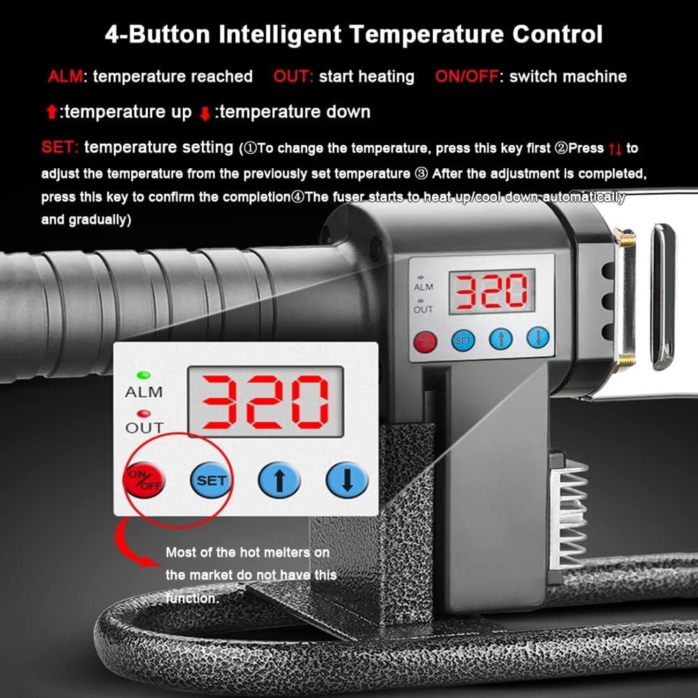 Máquina de soldadura de tubos de plástico con tijeras + caja de hierro, soldador por fusión de tubos de PE/PB/PPR, ajustable a 100-320 ℃, pantalla digital + troquel antibloqueo + soporte en forma de U