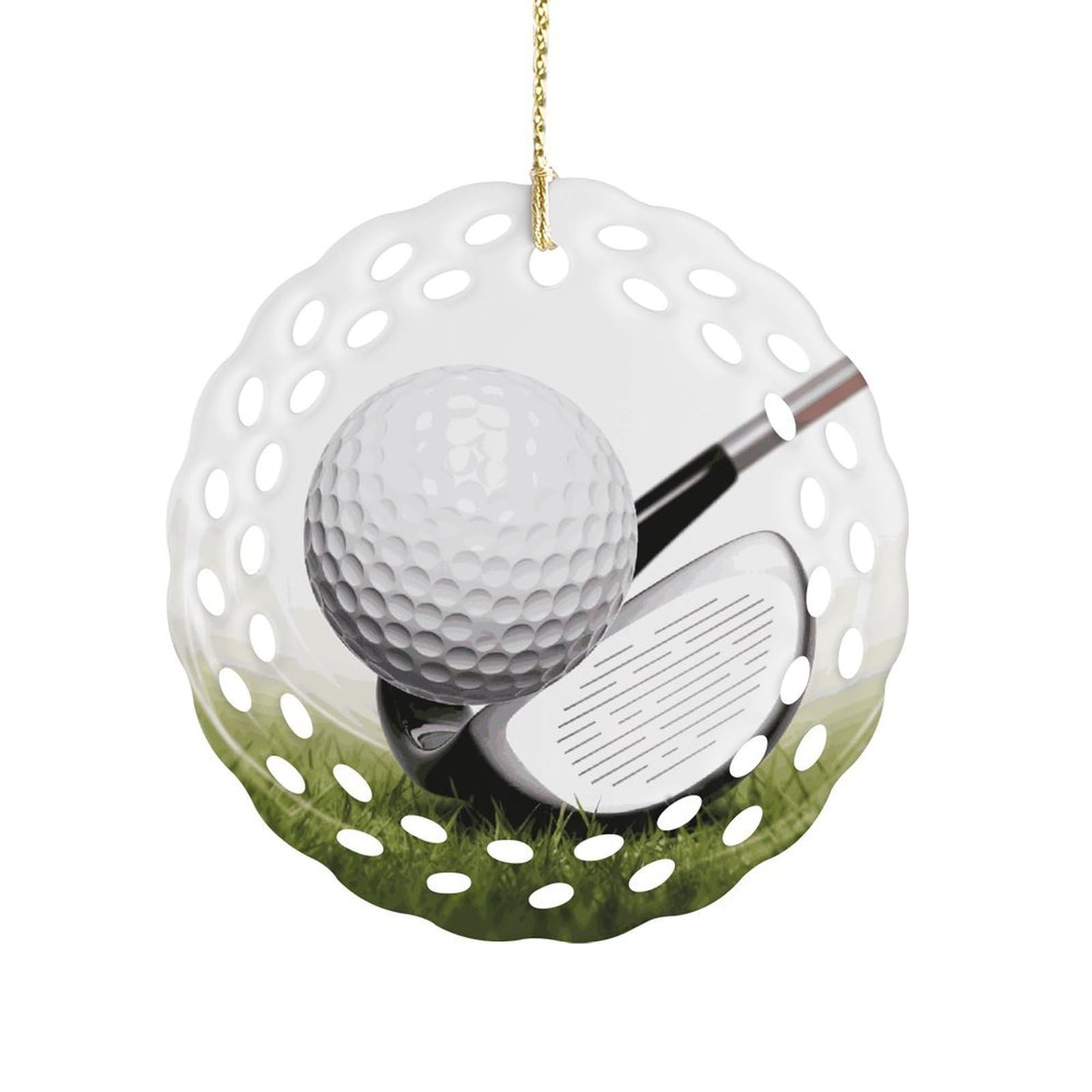 Fekiloot Women's Style Golf Club Ceramic Ornaments 3 Inch Round,Holiday Keepsake For ,Girls,Pet Owners,Hanging Ornament Gifts Idea For Home