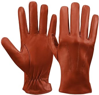 MGGMOKAY Mens Luxury Nappa Lambskin Leather Gloves Cashmere Lining | Touchscreen Men Leather Gloves Warm Soft for Cold Weather