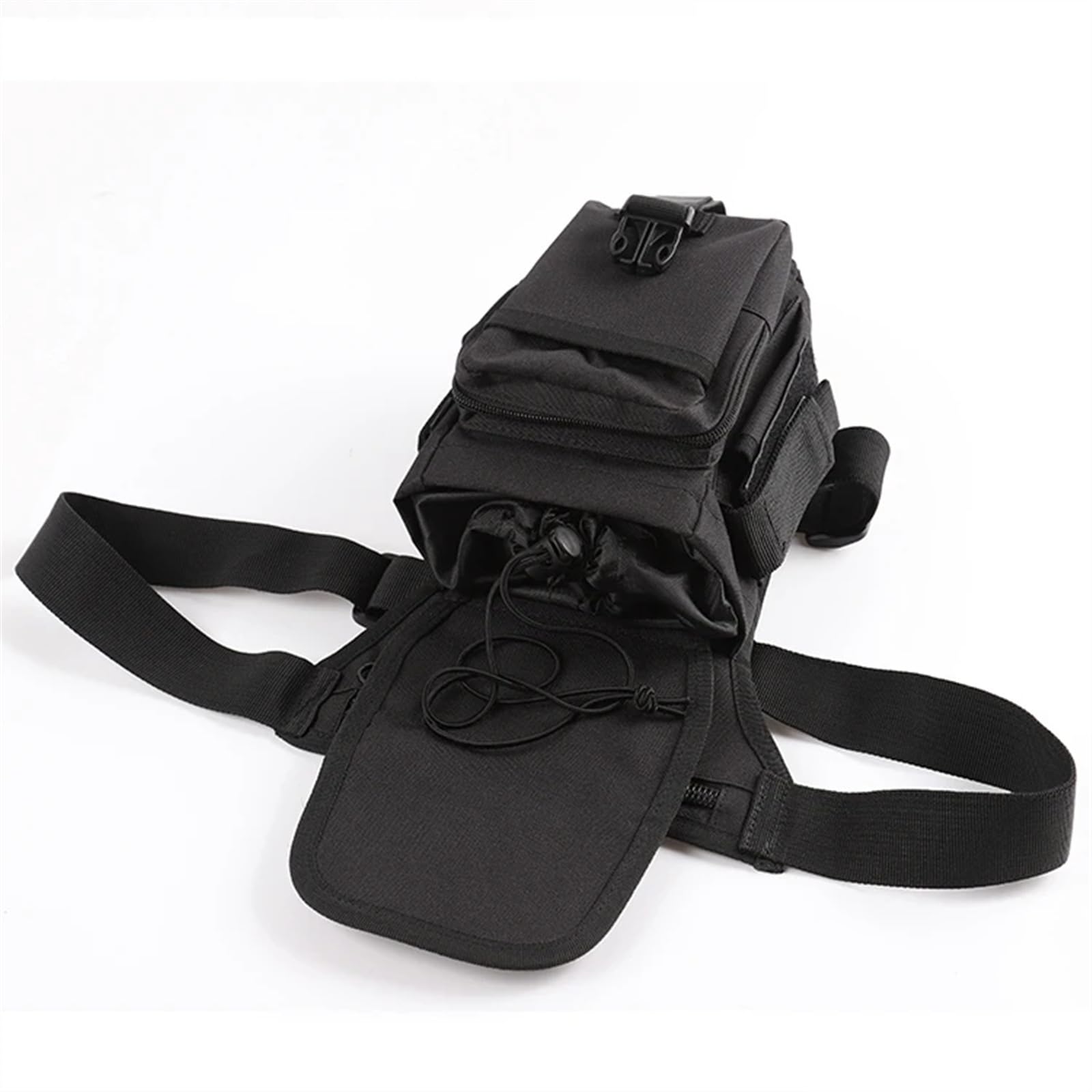 Sacoche de Jambe Moto Hommes Toile Goutte Jambe Sac Noir Taille décontracté Ceinture Hanche Bum Moto Messager Sacs à bandoulière