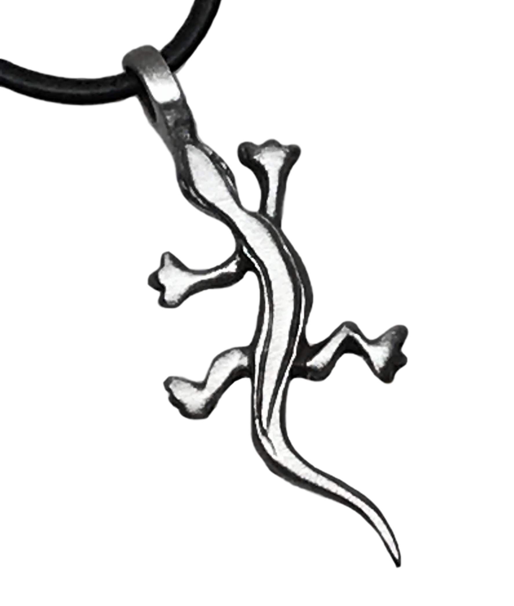 Trilogy Jewelry Pewter Lizard Gecko Salamander Pendant on Leather Necklace
