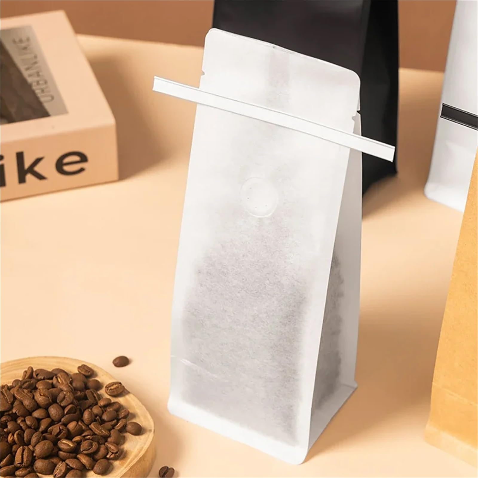 Torebki na kawę z zaworem 20 szt. Papier pakowy z możliwością wielokrotnego zamykania na kawę ziarnistą i herbatę w proszku | Gold,500g with valve