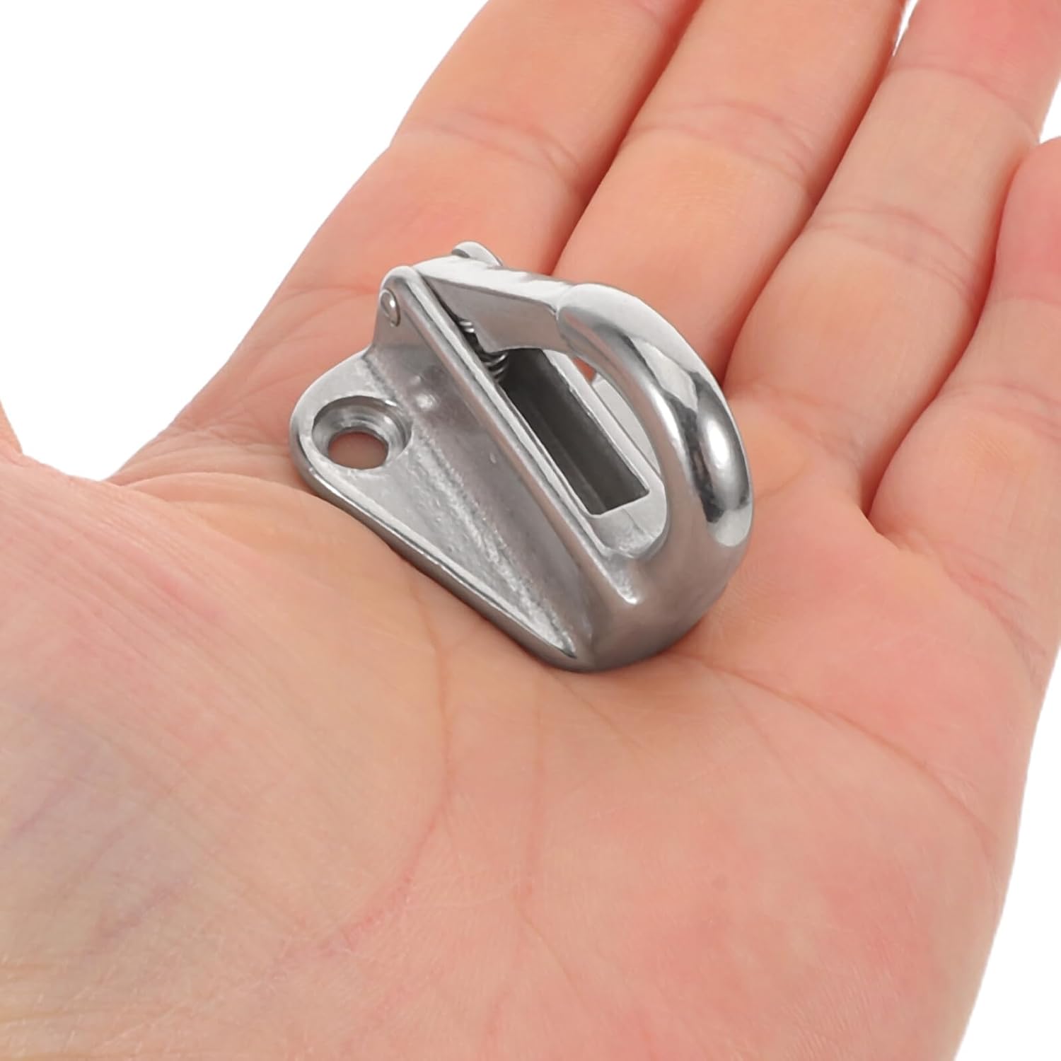 4pcs Stainless Steel Spring Snap Yacht Hooks Marine Grade Metal Fending Pad Eye Hooks Screws for Hanging Coats Hats Towels on Boats