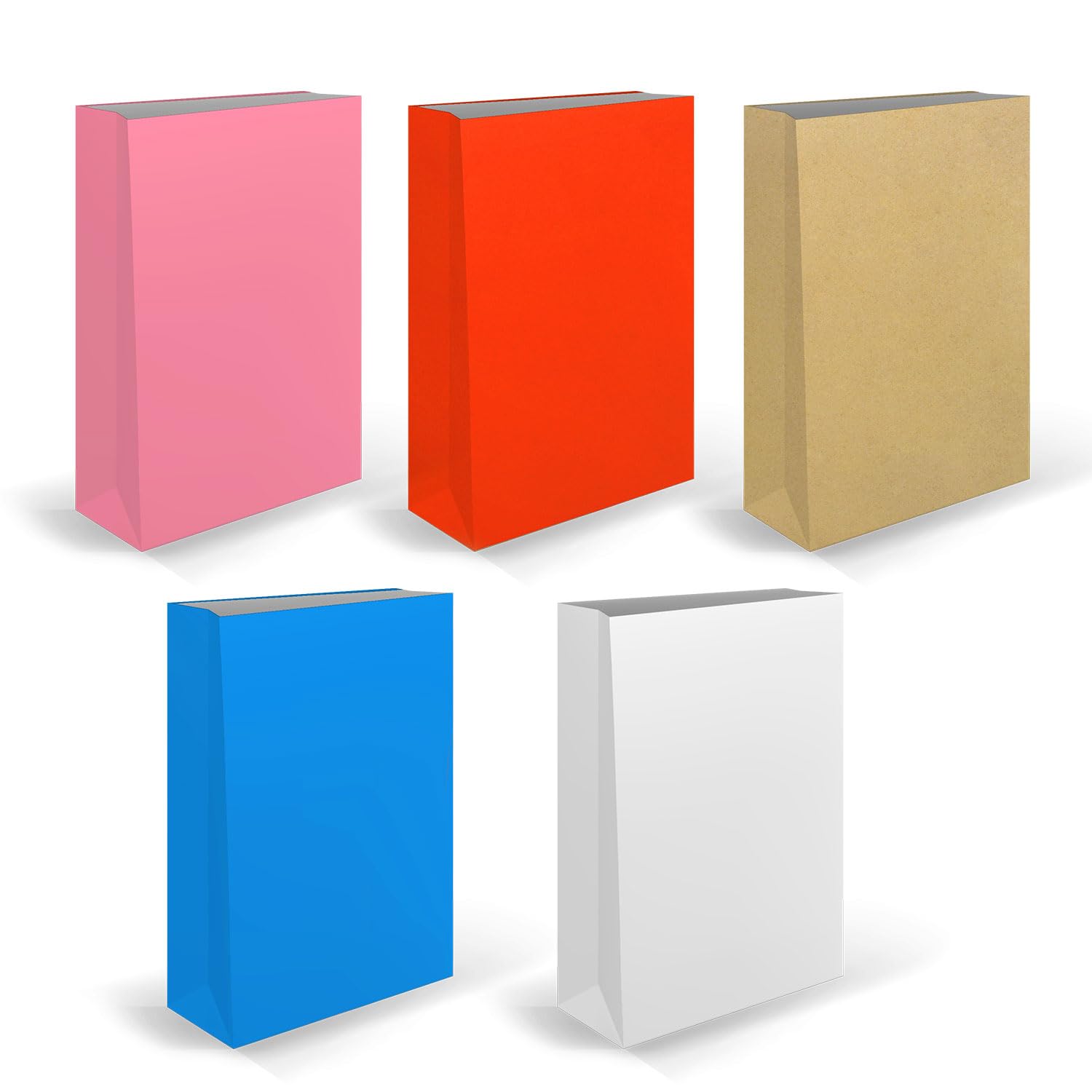 Bolsas de Papel, Bolsas Kraft de Papel, Bolsas para Regalos de Cumpleaños, Bolsas de Papel para Comercios de Alimentación, para Eventos o Manualidades · m-office (x500 unds mix, 150x300x60mm)