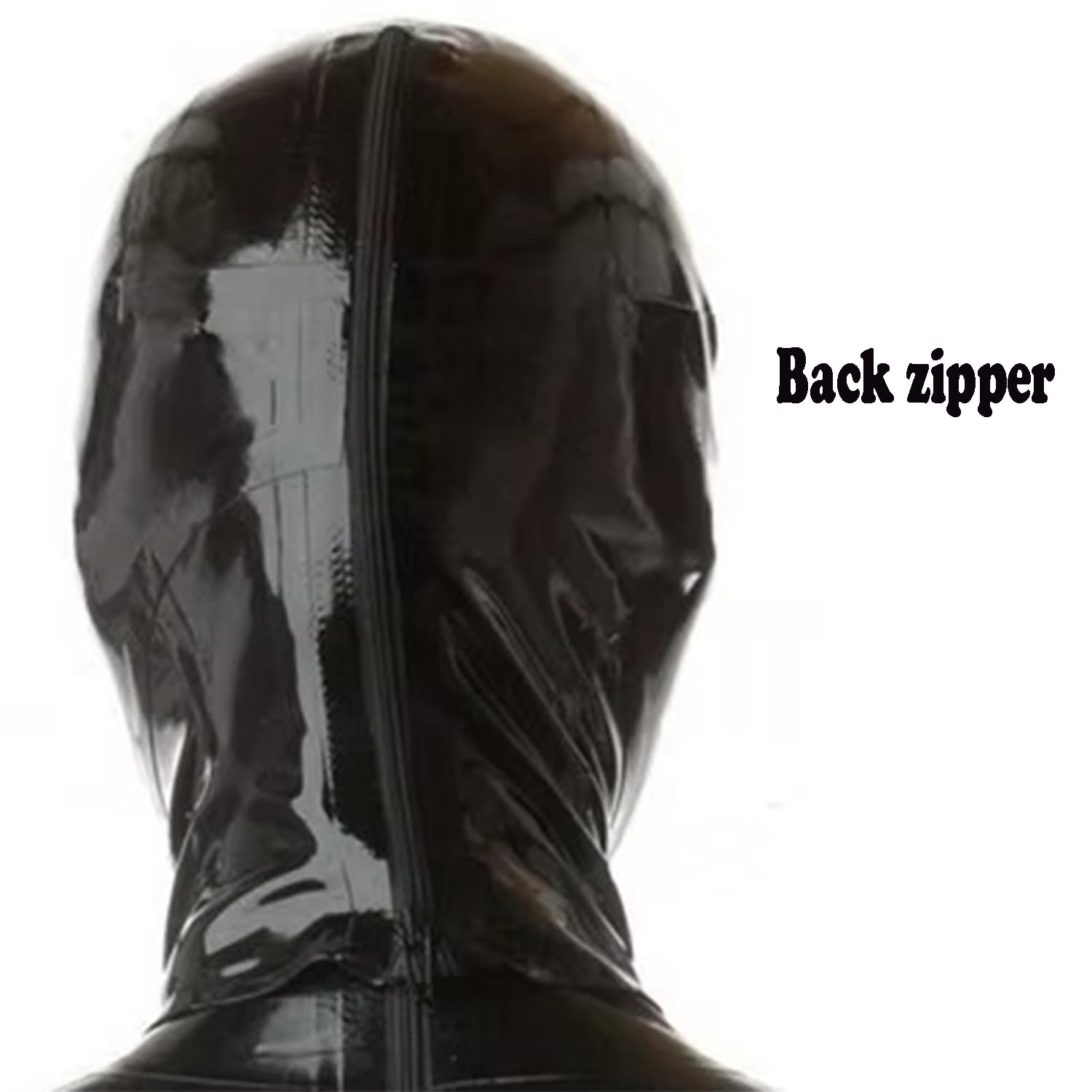 Kangxinsheng Black Latex Hood Mask with open Mouth,Rubber Masks Back Zipper Handmade,Cosplay Party Costumes for Men and Women (M) - Image 4