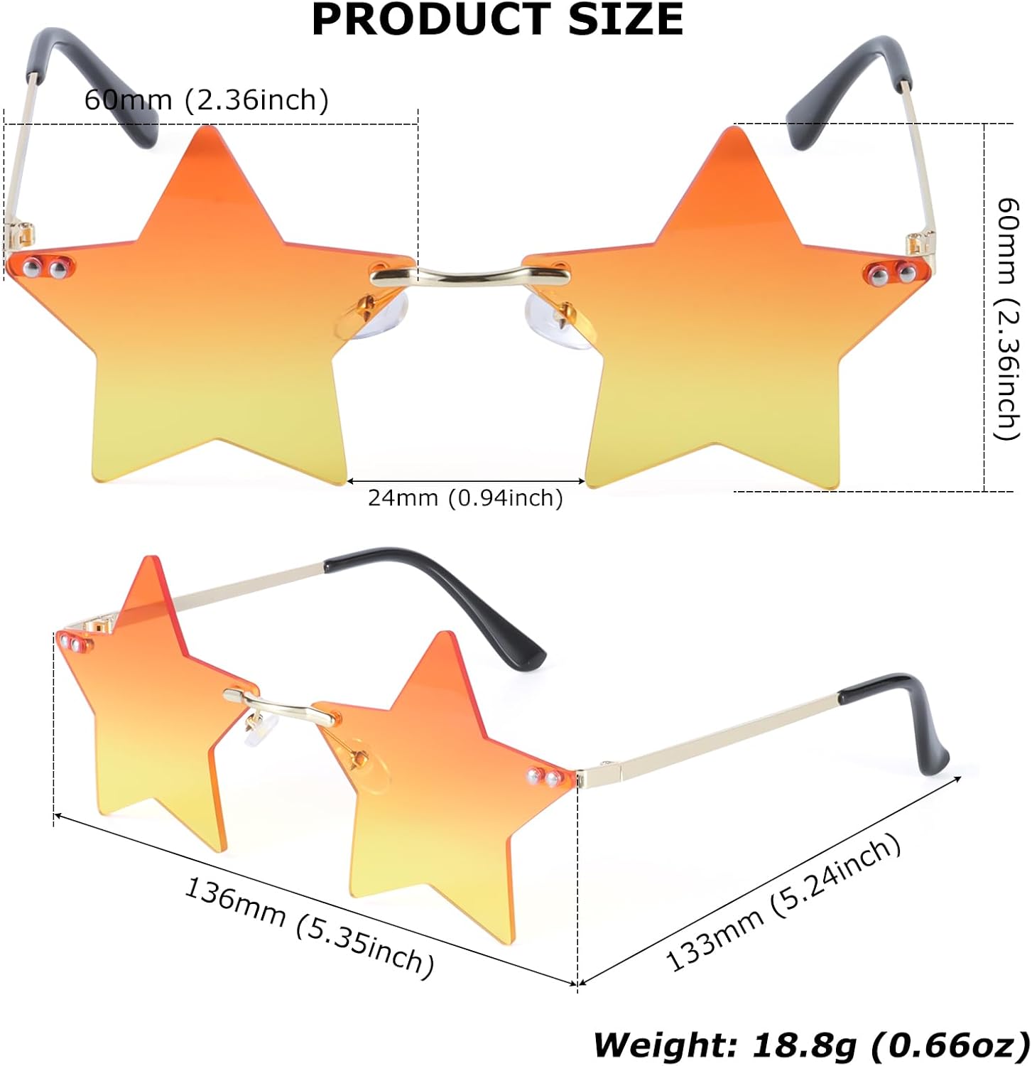 Rimless Star Sunglasses Colorful Sunglass for Women Pentagram Sunglasses Halloween Party Favor Star Glasses - Image 3