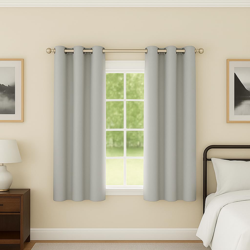 Enhanced Living Grey Nightfall Plain Supersoft Thermal Room Darkening Eyelet Curtain - Pair For Living Room & Bedrooms - 46" (117Cm) Width X 54" (137Cm) Drop