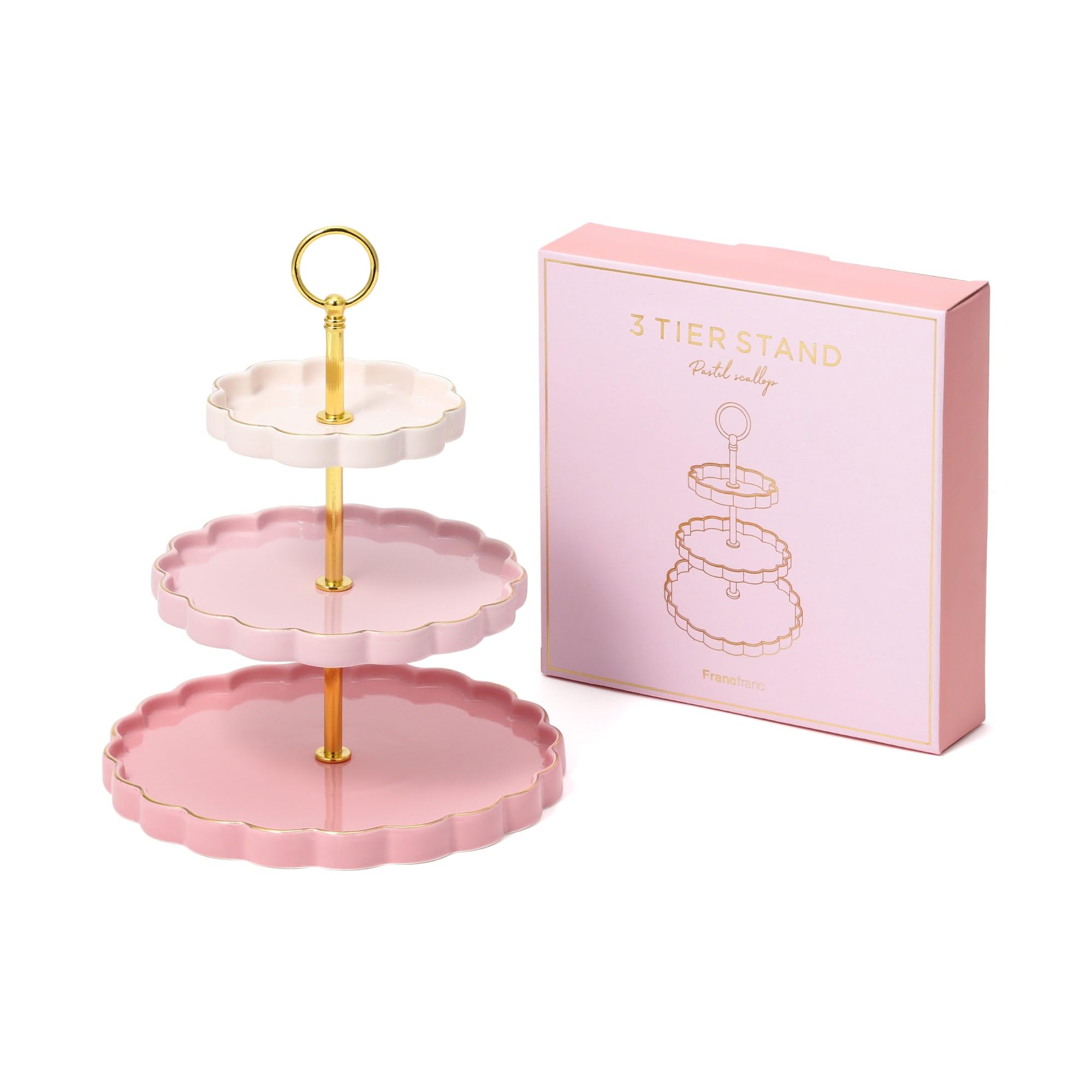 Amazon.co.jp: Francfranc Pastel Scalloped Stand, 3 Tiers, Pink