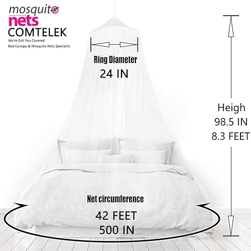 Miniatura 2 de Toldo de cama con mosquitera para niñas, cortinas de cama King con dosel tamaño matrimonial y queen desde el techo, tienda de campaña de mosquitero