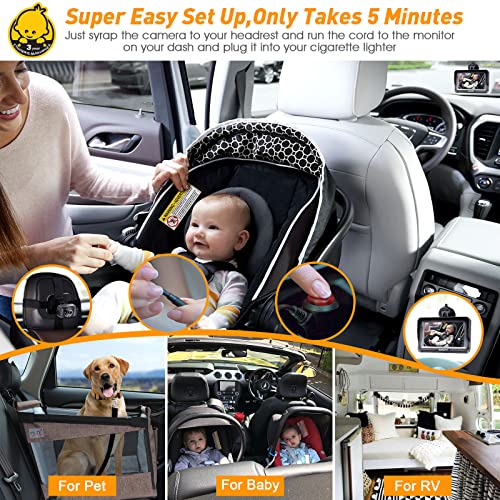 Dohonest Baby Car Camera Hd 1080P With Display - Infant Safety Seat Baby Car Mirror For Rear Facing 5 Mins Easy Installation Night Vision V33 #TOP1
