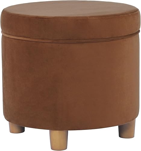 Miniatura 4 de HomePop Decoración del hogar  Otomana redonda tapizada de almacenamiento  Otomana con almacenamiento para sala de estar y dormitorio, terciopelo
