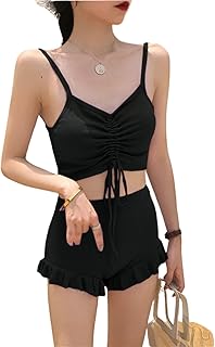 [ＲａｉｎＫｉｎｄ] レディース 水着 ビキニ セパレート 2点セット ハイウエスト 体型カバー フリル 伸縮性 可愛い ショートパンツ 上下セット ビーチ 海水浴 温泉水着 旅行