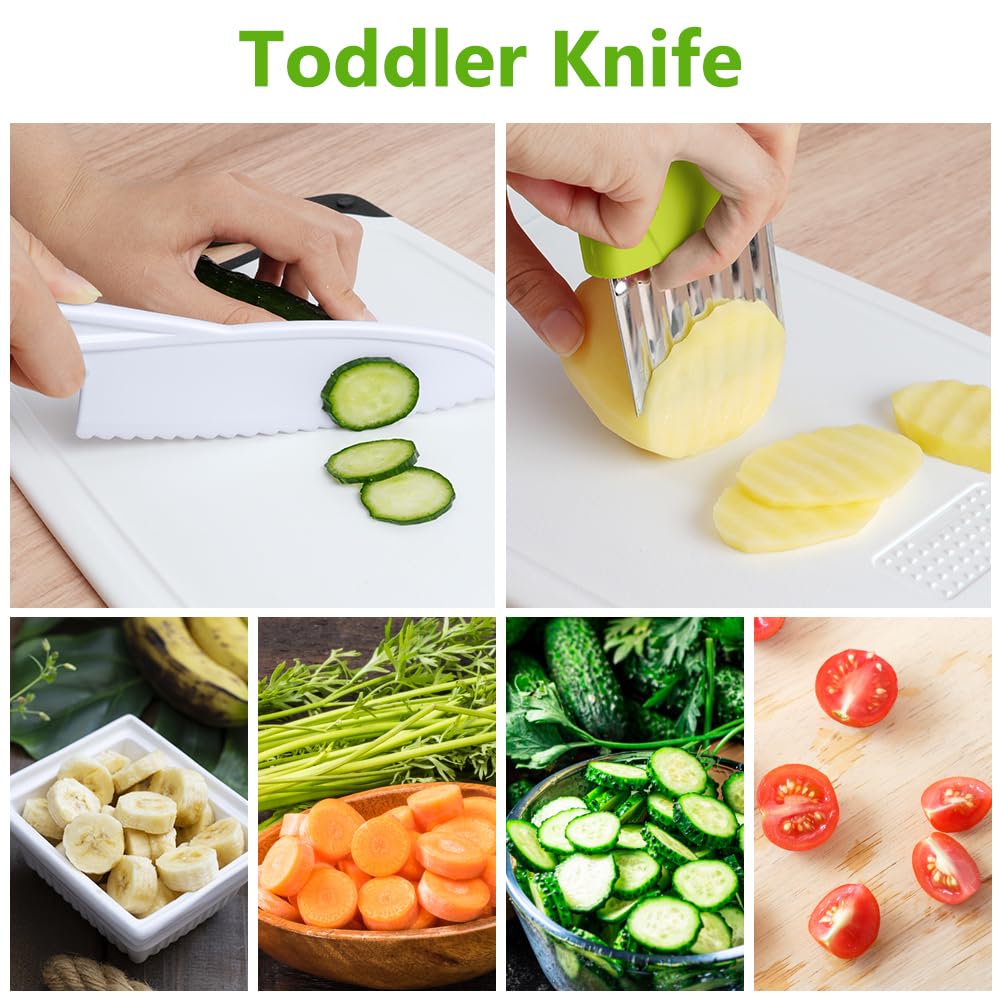 HOTUT Juego de Cuchillos de Cocina de Plástico 5pcs para Niños Cortar Frutas Verduras