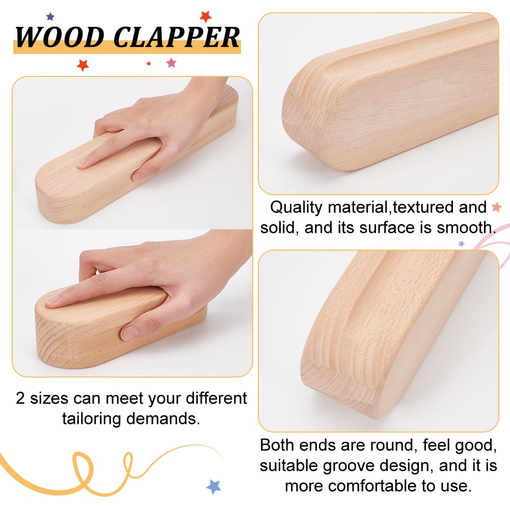 AHANDMAKER 2 Stück Holzklöppel aus Buchenholz, Nähwerkzeug, Dampfbügeleisen, Schneiderklöppel, 6.96 Zoll und 11.9 Zoll