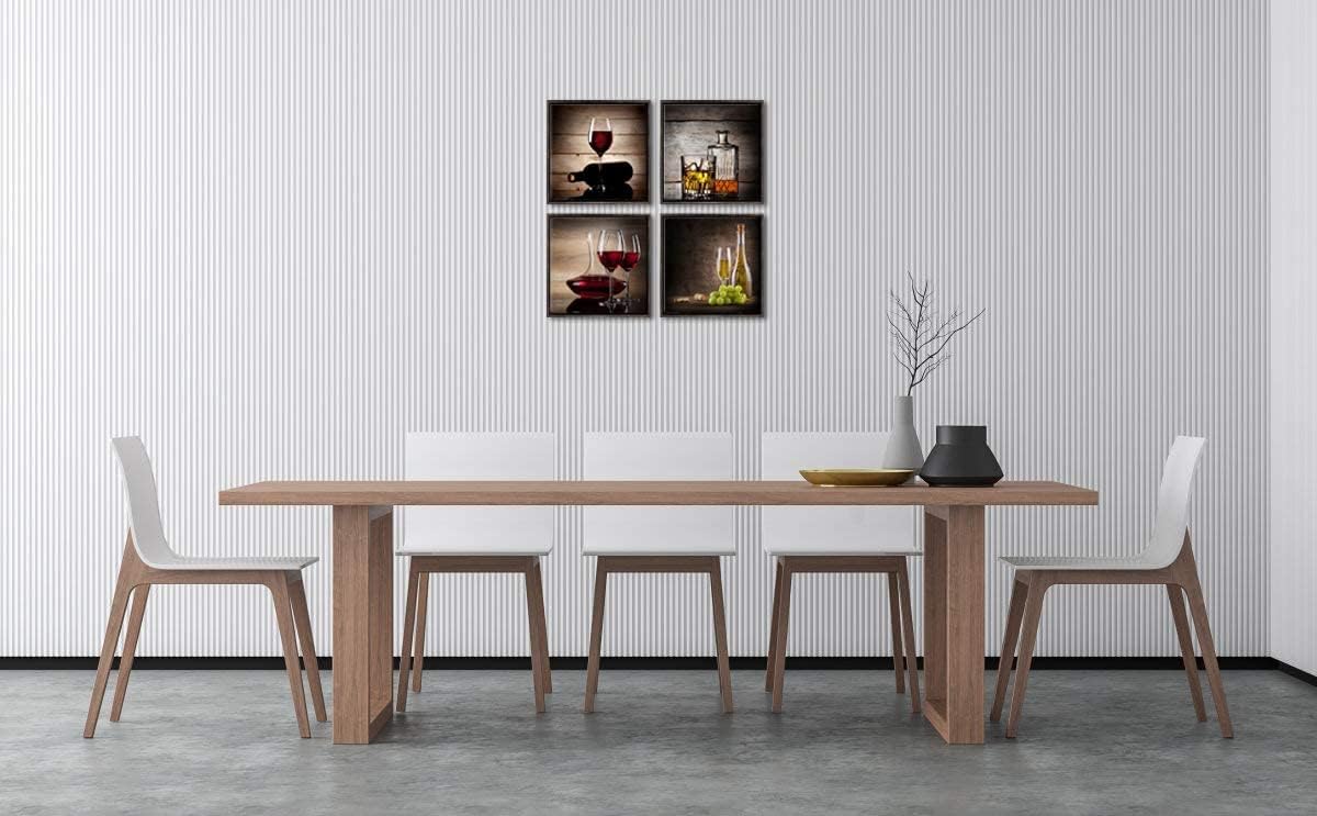 Wieco Art Framed Canvas Wall Art Red Wine Cups Modern 4 Pieces Abstract Canvas Prints Artwork Contemporary Vintage Pictures for kitchen Wall decorations Bar Interior Decor