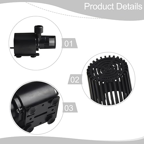 Miniatura 9 de FABULETTA Mini bomba de agua sumergible USB 500LH 4W con cable de 4.9 ft para acuario, fuente de mesa, camping interior y jardín acuático