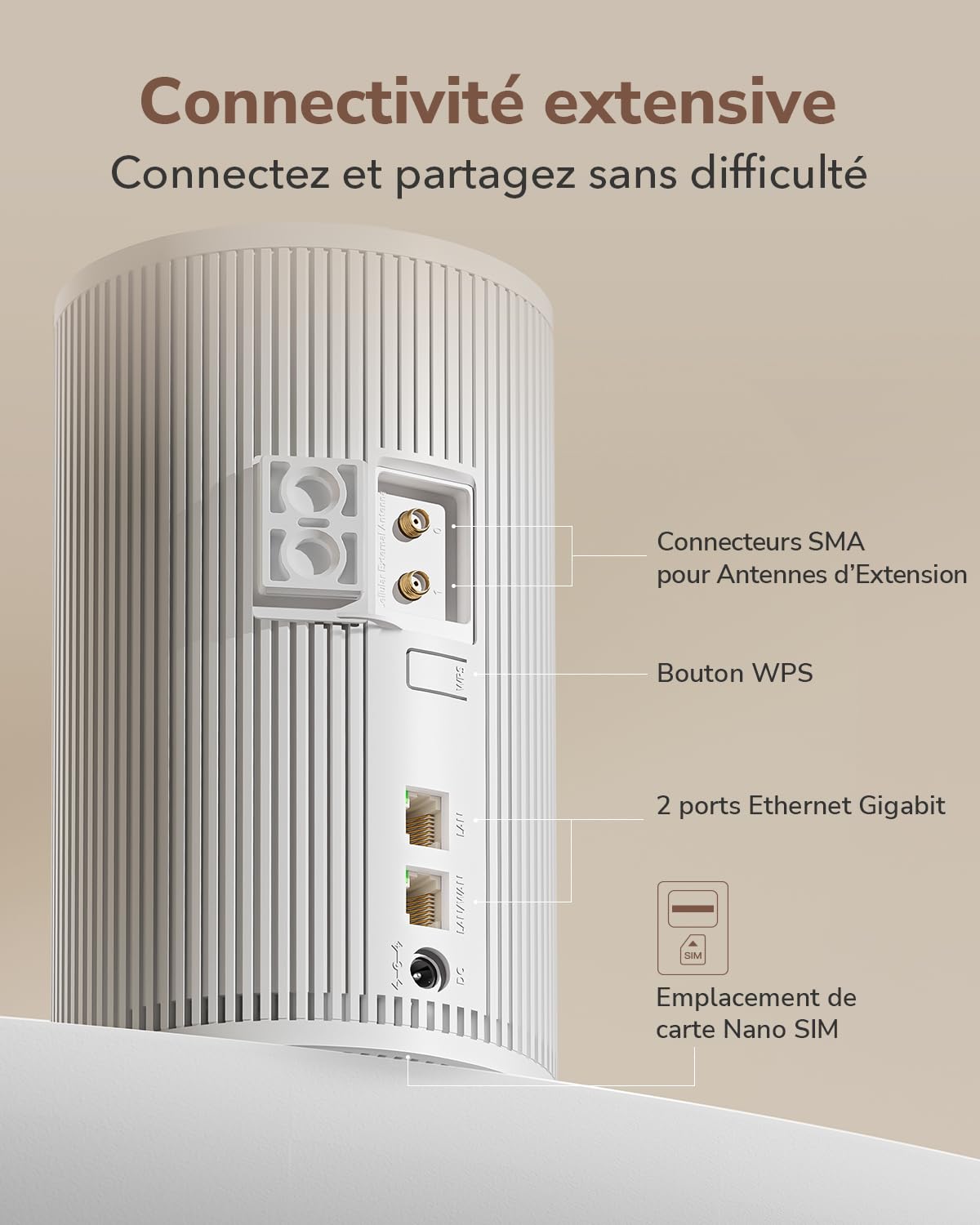 Routeur Cudy P2 5G avec emplacement pour carte SIM Débloqué SA/NSA AX3000 Wi-Fi 6 pour toute la maison, Routeur cellulaire 5G, MU-MIMO, application Mesh Cudy, support du serveur et du client VPN