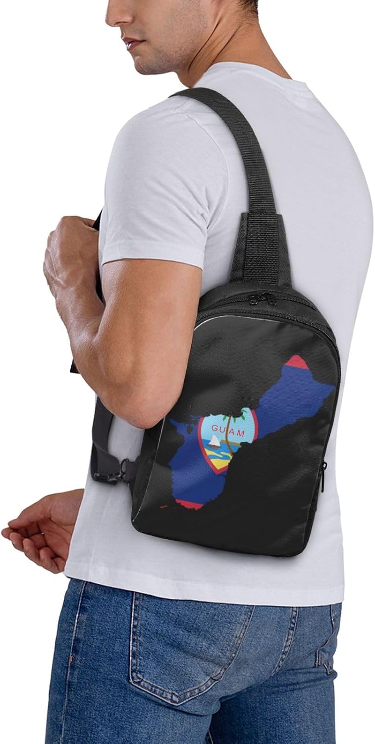 Flag Map Of Guam Mini Crossbody Sling Backpack Shoulder Chest Bag Daypack for Hiking Traveling