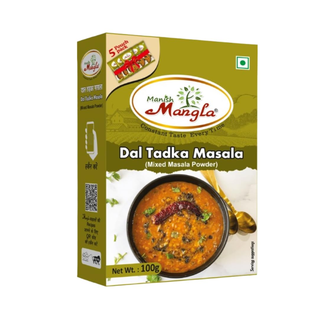 Manish Mangla Dal Tadka Masala 100g | Authentic Indian Spice Mix | No Onion No Garlic | Fresh Hygienic Pack | Perfect Blend for Rich & Flavorful Dal