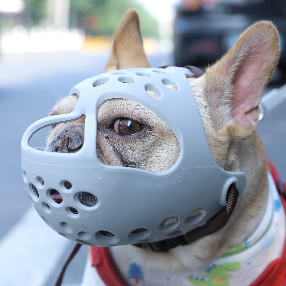 Bozal para Perro Bozales De Canasta Transpirables Perros Grandes Dejar De Morder Ladrar Masticar para Suministros para Perros Bulldog,Gris,M