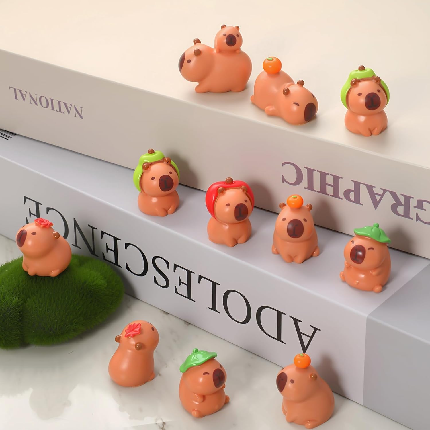 24 Pcs Mini Capybara Figures 8 Styles Cute Capybara Figurines Mini Resin Capybaras Resin Animals Tiny Animals Miniature Figurines for Garden Landscape Dollhouse Tabletop Birthday Party Decor
