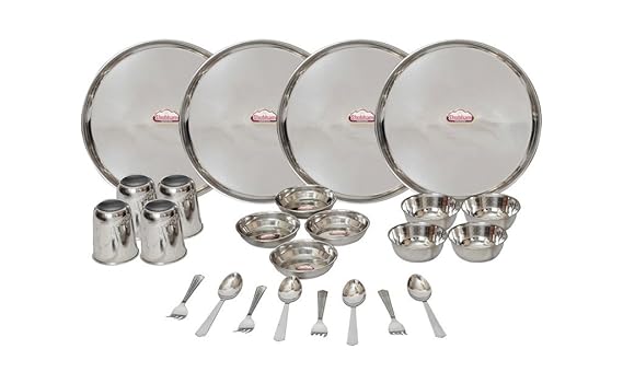 Shubham 24-Piece Stainless Steel Dinner Set (Silver)